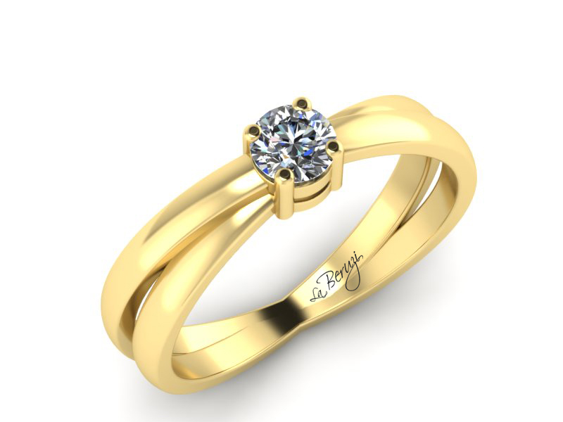 Inel de logodna din aur galben 14K cu diamant de 0,20 ct - MDA065 LA Beruzi