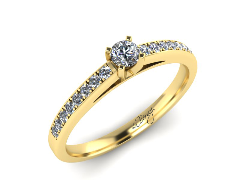 Inel de logodna din aur galben 14K cu diamant de 0,22 ct - MDA059d V3 LA Beruzi