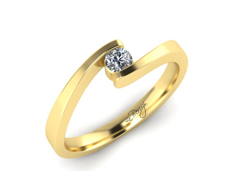 Inel de logodna din aur galben 14K cu diamant de 0,20 ct - MDA072d V3 LA Beruzi
