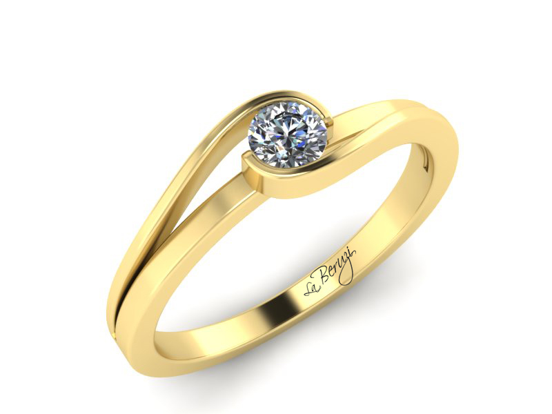 Inel de logodna din aur galben 14K cu diamant de 0,12 ct - MDA012 V3