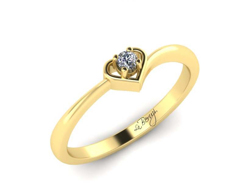 Inel de logodna din aur galben 14K cu diamant de 0,08 ct - MDA018 V3